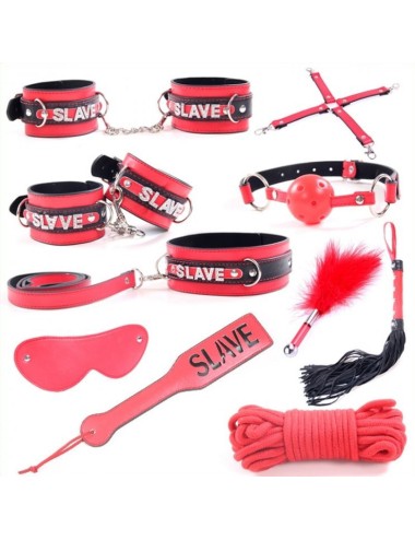 Kit Slave 10 pièces noir-Rouge