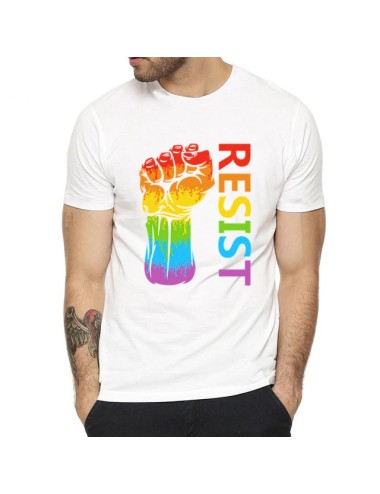 T-shirt Resist Rainbow Blanc